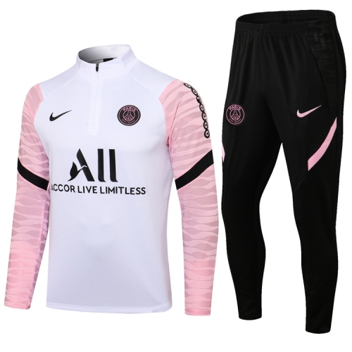 2021-2022 Nik Paris SG Black With Pink Sleeve Thailand Soccer Tracksuit Uniform-815/GDP