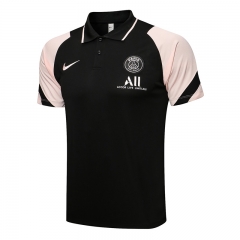 2021-2022 Jordan PSG Black With Pink Sleeve Thailand Polo Shirts-815