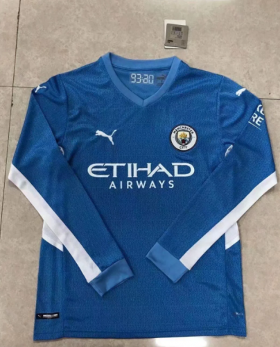 2021/22 Manchester City Home Blue LS Thailand Soccer Jersey AAA-2027