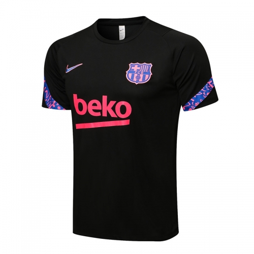 2021-22 Barcelona Black Shorts-Sleeve Thailand Tracksuit Top-815