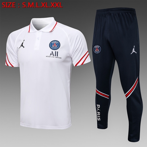 2021-2022 Jordan PSG White Thailand Polo Uniform-815