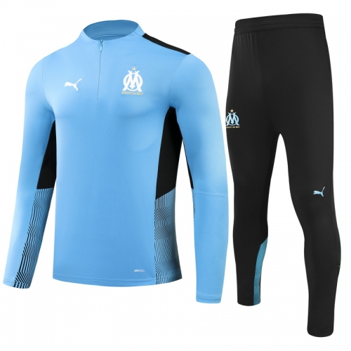 2021/22 Olympique de Marseille Sky Blue Thailand Soccer Tracksuit Uniform-GDP