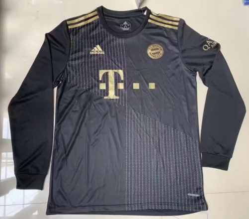 2021/22 Bayern München Away Black & Gray Thailand LS Soccer Jersey-410