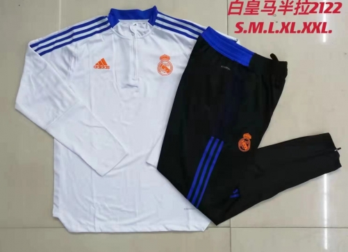 2021/2022 Real Madrid White Thailand Tracksuit Uniform-815