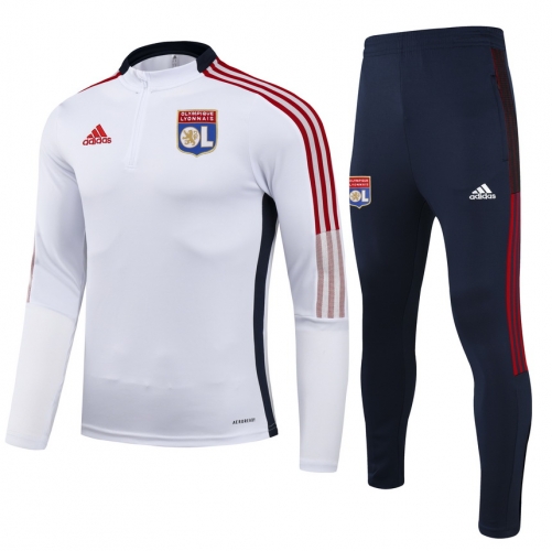 2021/22 Olympique Lyonnais White Thailand Youth/Kids Soccer Tracksuit Uniform-GDP