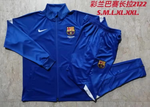 2021-2022 Barcelona Cai Blue High Collar Thailand Soccer Jacket Uniform-815