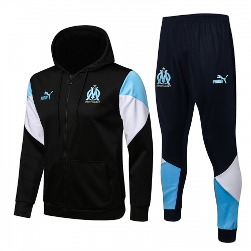 2021-22 Olympique de Marseille Royal Blue Jacket Uniform With Hat-815