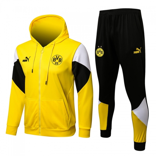 2021-2022 Borussia Dortmund Yellow Soccer Jacket Uniform With Hat-815