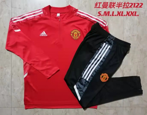 UEFA Champions League 2021-2022 Manchester United Red With White edge Thailand Soccer Tracksuit Uniform-815