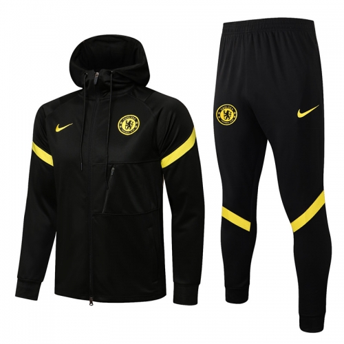 2021-22 Chelsea Black Soccer Jacket Uniform With Hat-815