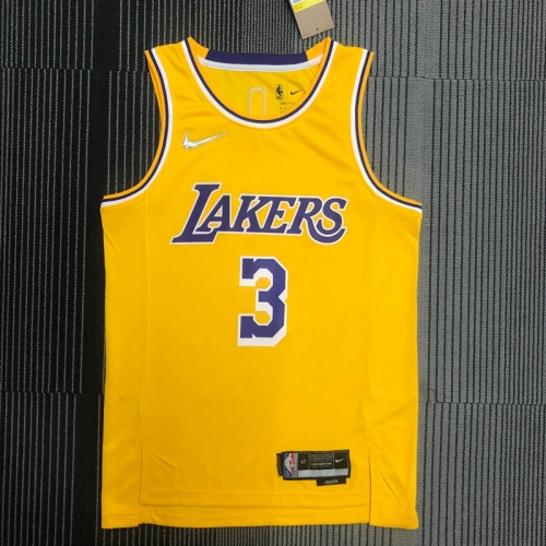 75th Anniversary Los Angeles Lakets Yellow Round Collar #3 NBA Jersey-311