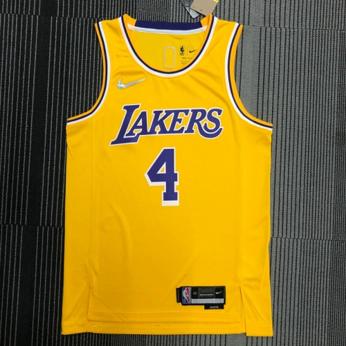 75th Anniversary Los Angeles Lakets Yellow Round Collar #4 NBA Jersey-311