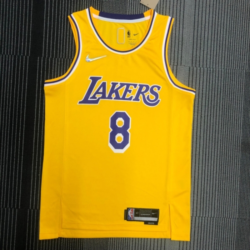 75th Anniversary Los Angeles Lakets Yellow Round Collar #8 NBA Jersey-311