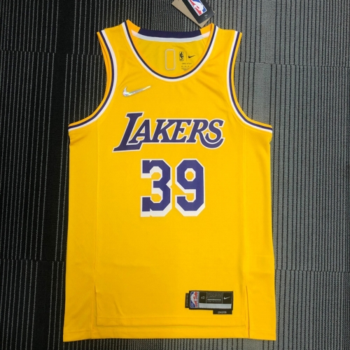 75th Anniversary Los Angeles Lakets Yellow Round Collar #39 NBA Jersey-311