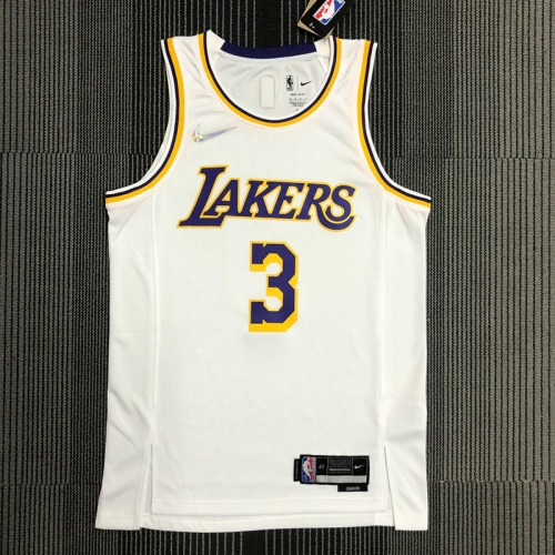 75th Anniversary Los Angeles Lakets White Round Collar #3 NBA Jersey-311