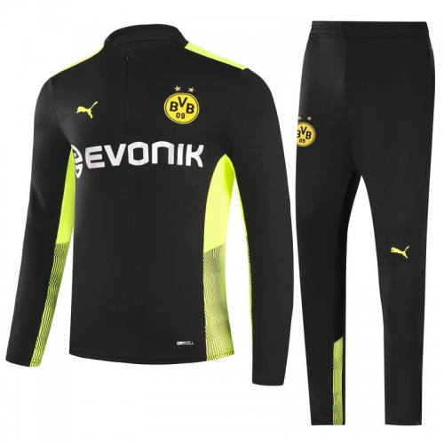 2021-22 Borussia Dortmund Black & green Kids/Youth Soccer Tracksuit Uniform-GDP