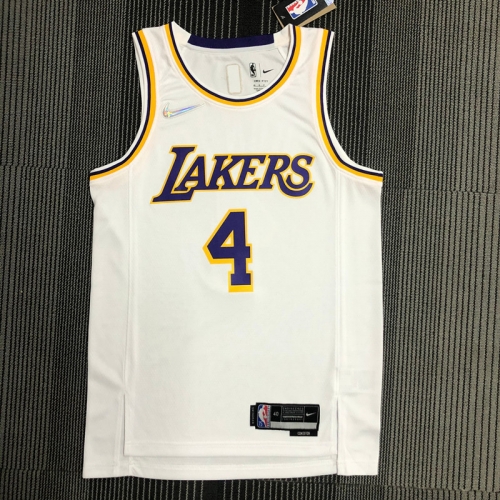 75th Anniversary Los Angeles Lakets White Round Collar #4 NBA Jersey-311