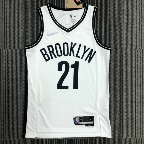 75th Anniversary Brooklyn Nets White #21 NBA Jersey-311