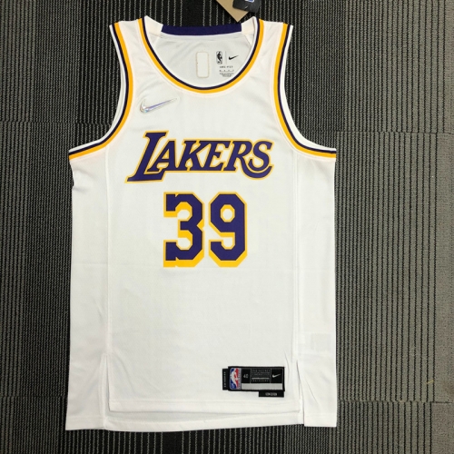 75th Anniversary Los Angeles Lakets White Round Collar #39 NBA Jersey-311