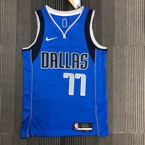 75th City Version Dallas Mavericks Blue Round Collar #77 NBA Jersey-311