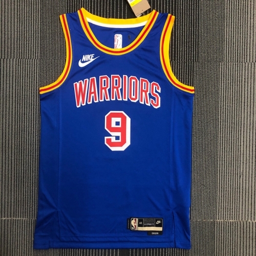 75th Commemorative Edition Golden State Warriors Blue With Orange Neck #9 Jersey-311