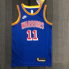 75th Commemorative Edition Golden State Warriors Blue With Orange Neck #11 Jersey-311