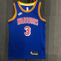 75th Commemorative Edition Golden State Warriors Blue With Orange Neck #3 Jersey-311