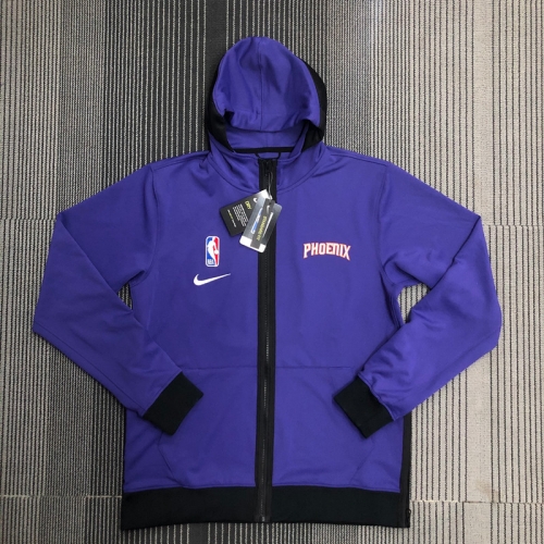 Player Version NBA  Phoenix Suns Purple Soccer Jacket Top With Hat-311