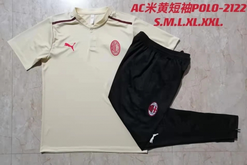 2021-22 AC Milan Dark Yellow Thailand Polo Uniform-815