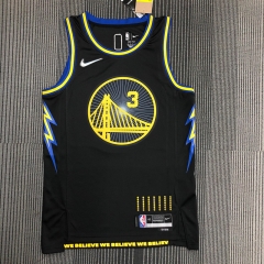 2022 City Version Golden State Warriors Black #3 Jersey-311