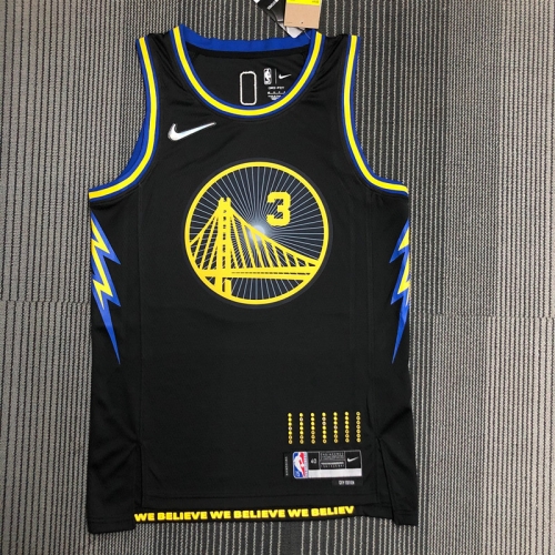 2022 City Version Golden State Warriors Black #3 Jersey-311