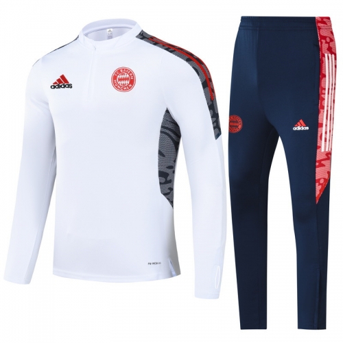 2021-2022 Bayern München White Thailand Soccer Tracksuit Uniform-GDP