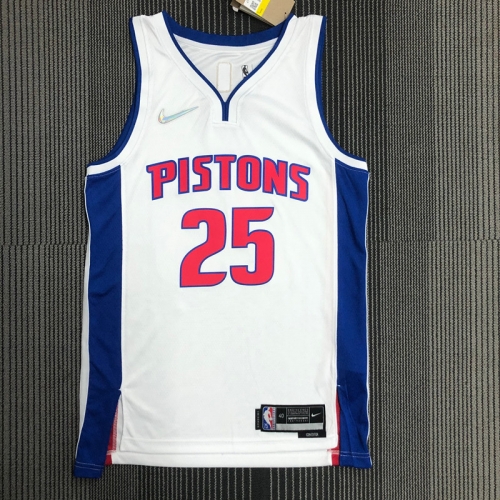 75th Commemorative Edition NBA Detroit Pistons White #25 Jersey-311