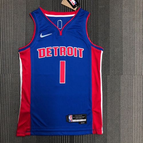 75th Commemorative Edition NBA Detroit Pistons Blue #1 Jersey-311