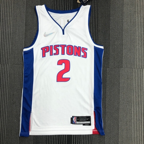75th Commemorative Edition NBA Detroit Pistons White #2 Jersey-311