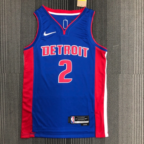 75th Commemorative Edition NBA Detroit Pistons Blue #2 Jersey-311