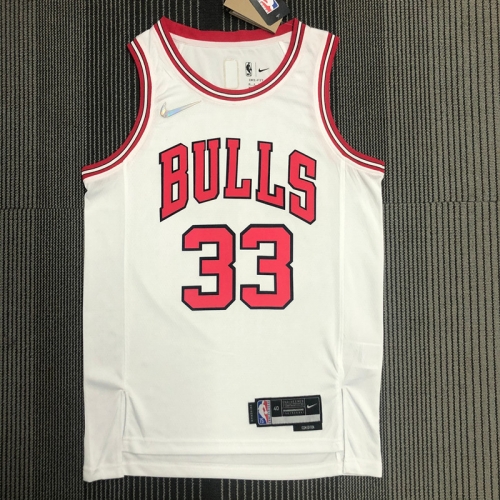 75th Commemorative Edition NBA Chicago Bull White #33 Jersey-311