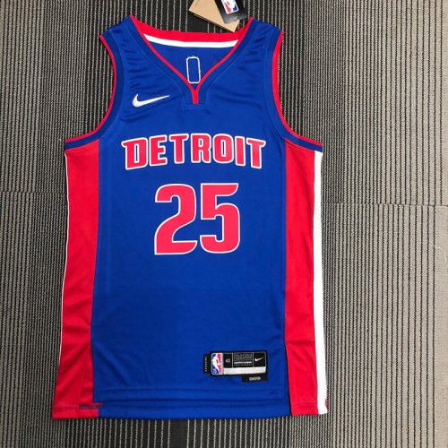 75th Commemorative Edition NBA Detroit Pistons Blue #25 Jersey-311