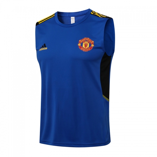 UEFA Champions League 2021-2022 Manchester United Blue Shorts-Sleeve Thailand Soccer Vest-815