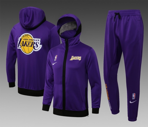 2021-2022 NBA Lakers Purple With Hat Jacket Uniform With Hat-815