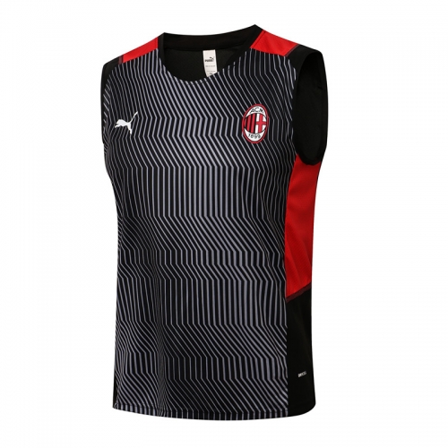 2021-2022 AC Milan Black Shorts-Sleeve Thailand Soccer Jersey Vest-815