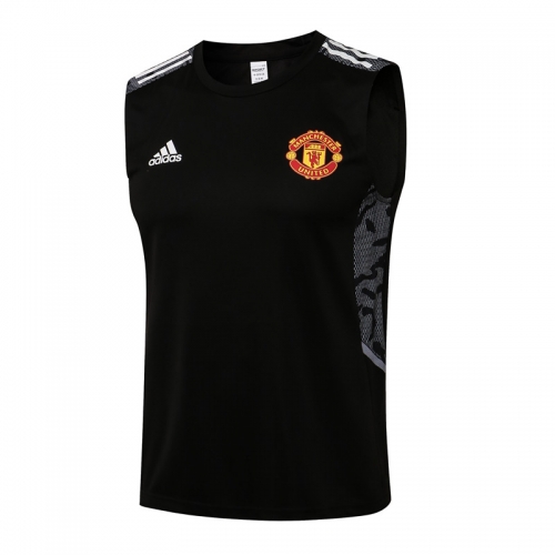 2021-2022 Manchester United Black Shorts-Sleeve Thailand Soccer Vest-815