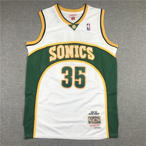 Retro Version NBA Seattle SuperSonics White & Green #35 Jersey