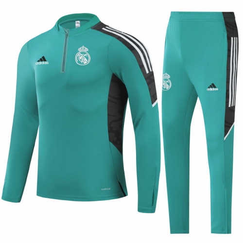 2021-22 Real Madrid Green Kids/Youth Soccer Tracksuit Uniform-GDP