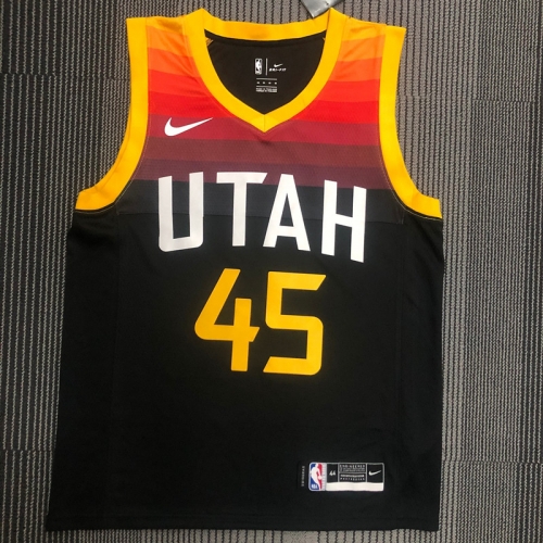 2021Season Mitchell NBA Utah Jazz Black & Yellow  #45 Jersey-311