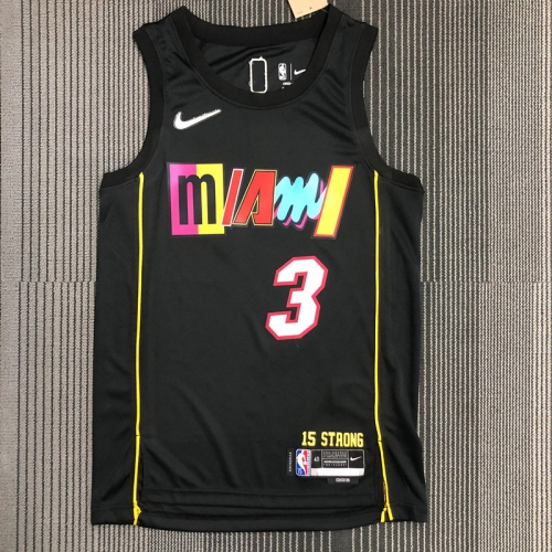 2022 City Version NBA Miami Heat Black #3 Jersey-311