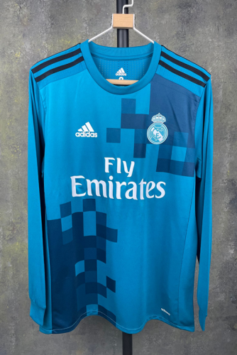 2017-18 Retro Version Real Madrid 2nd Away Blue LS Thailand Soccer Jersey AAA-710/SL/311