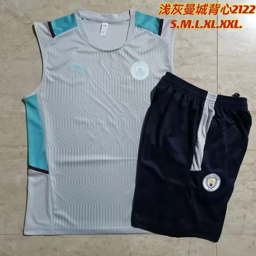 2021/2022 Manchester City Light Gray Thailand Tracksuit Uniform Vest-815