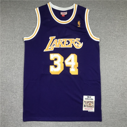 Los Angeles Lakets Purple With gold logo #34 NBA Jersey
