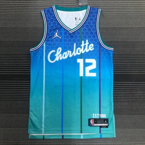 2022 City Version NBA Charlotte Hornets Blue #12 Jersey-311